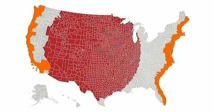 The Red And Orange Areas Have Equal Population