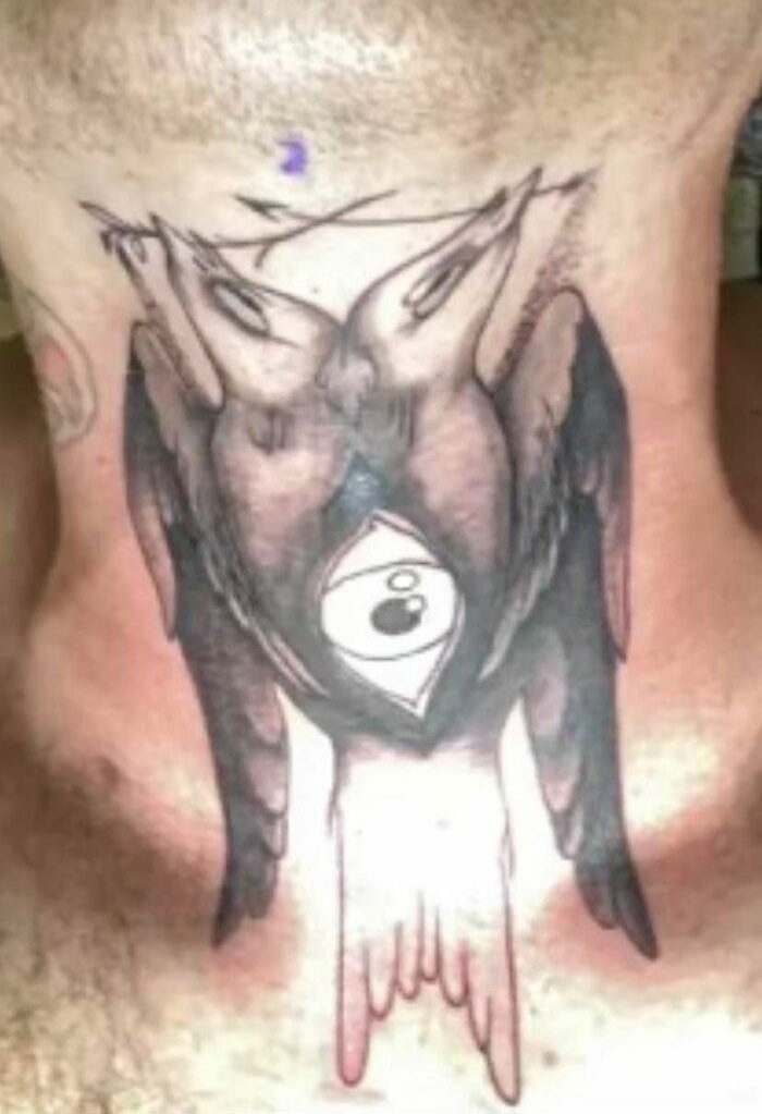 33. My Ex Sent Me This Yesterday. That’s On His Throat. I Can’t Even Tell What Exactly It’s Supposed To Be. I Do Know That It Looks Horrific