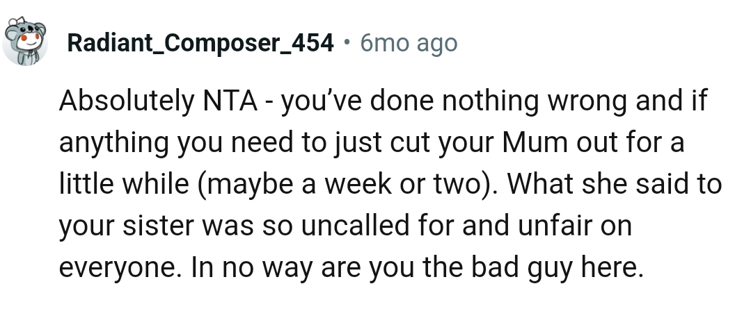 What she said was totally uncalled for