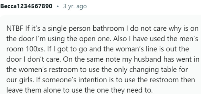 The priority is using an available restroom when needed