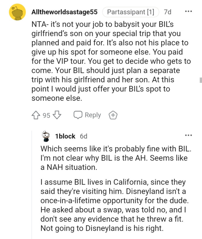 OP's BIL should just plan a separate trip.