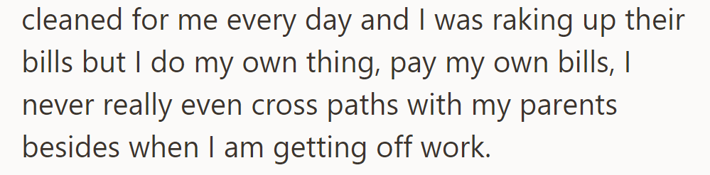 They handle their cooking, cleaning, and bills, rarely seeing their parents, so the increased rent feels unjustified.