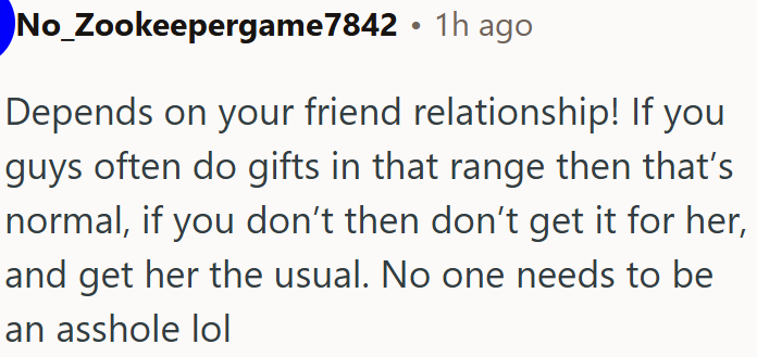 Gift Depends on Friendship and What’s Normal Between Them.