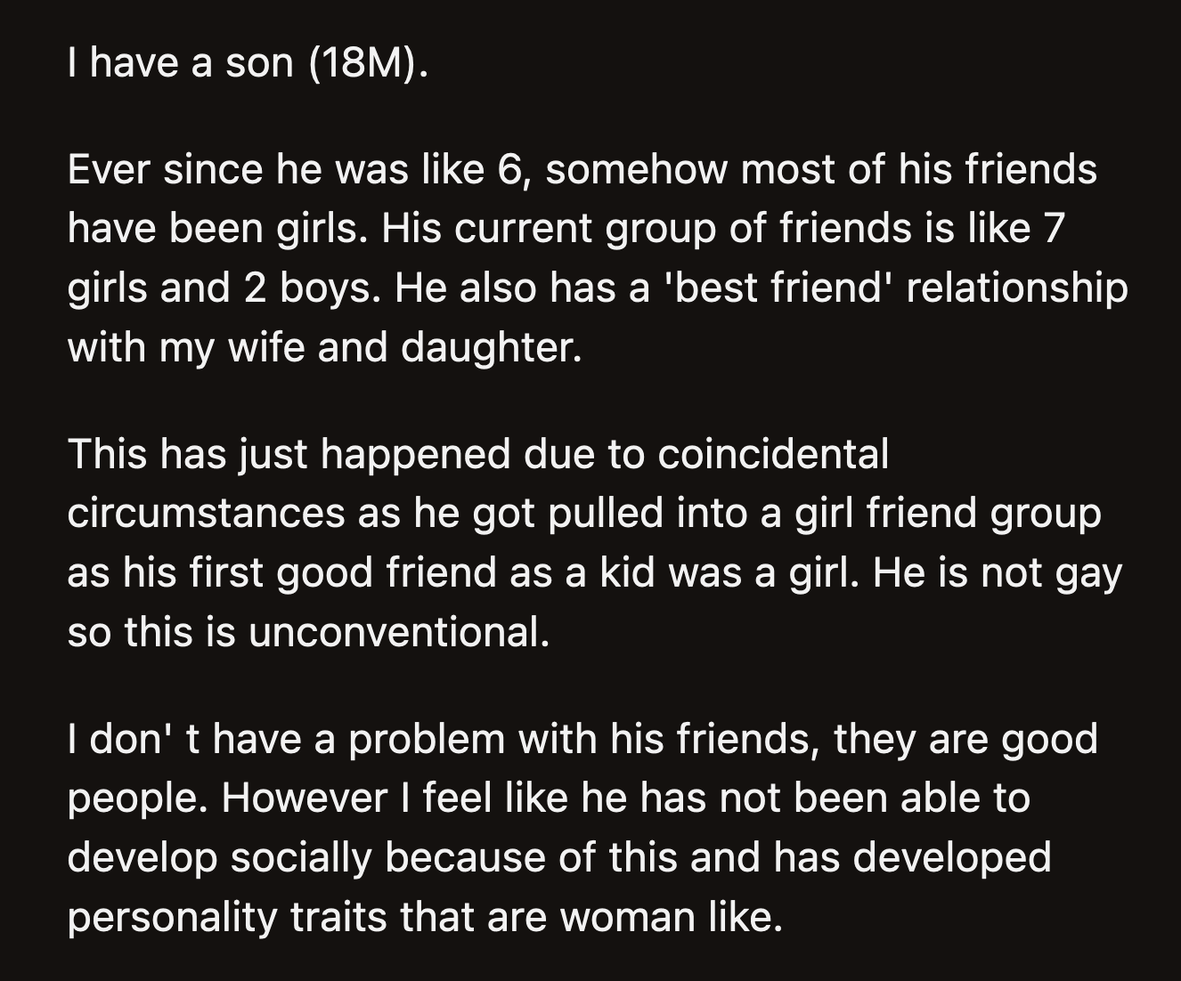 His son somehow wound up becoming friends with all the girls in his course.