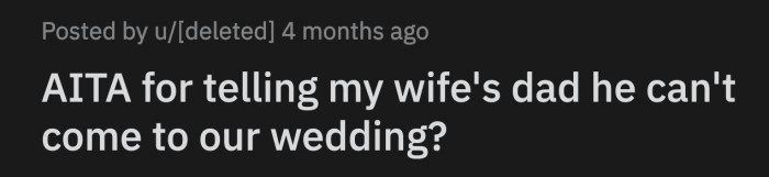 OP tolerated this man's intolerance for years. She had enough. She told him he wasn't invited.