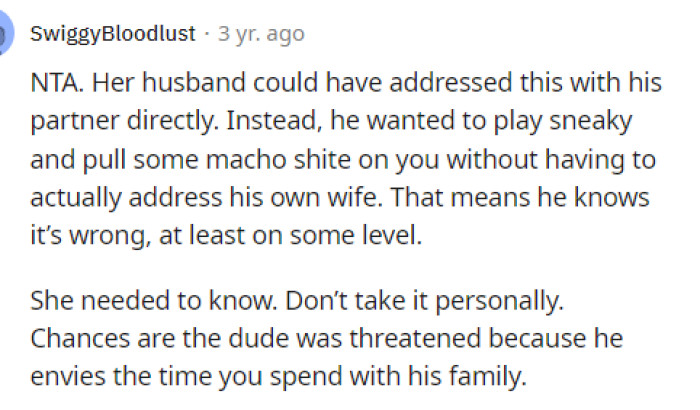 This is true too that they should have talked about it together before he approached him like that.