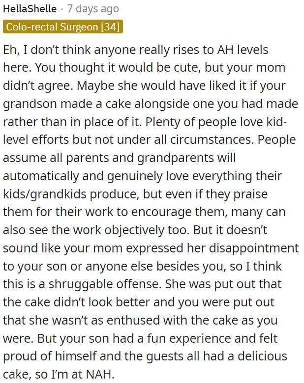 While parents and grandparents usually love what their kids make, it's okay for them to have preferences.
