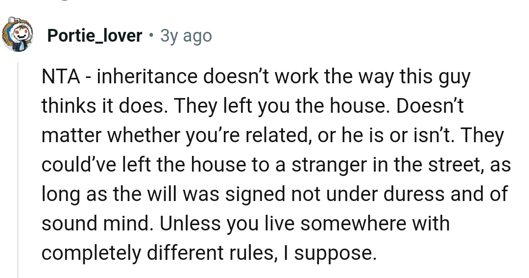 They left the OP the house