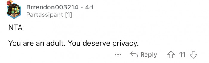 OP is entitled to some degree of privacy.