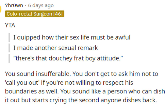 People quickly took apart her story and pointed out all the points in it that showed just how bad of a person she was.