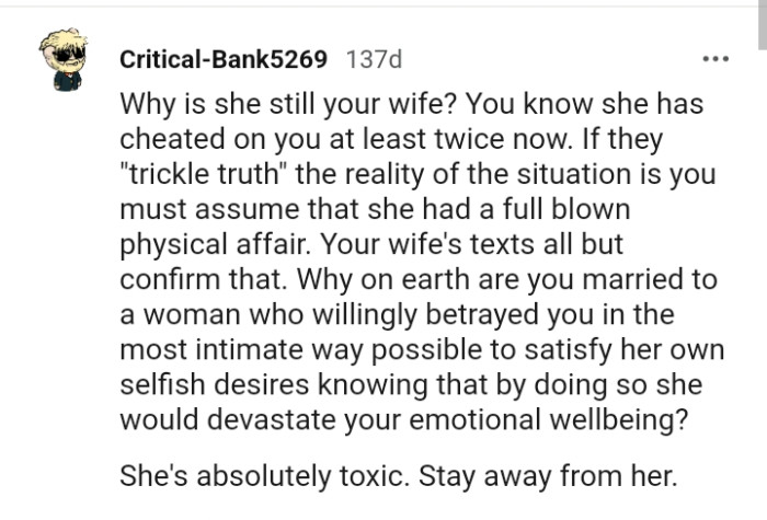 The Texts the OP's Wife Sent All but Confirm Everything