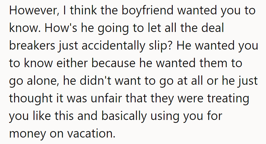 Seems like the boyfriend’s “slips” were more like deliberate hints—talk about a strategic leak!