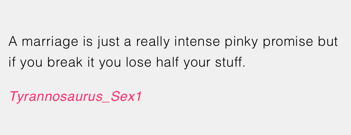 A very high-stakes pinky promise with dire (and expensive) consequences awaiting those who dare break it. Chilling.