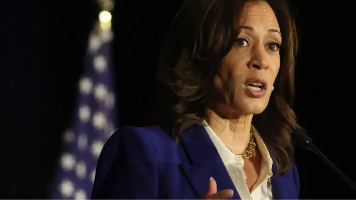Kamala Harris speaking about U.S. strategy amid Iran tensions and airstrikes