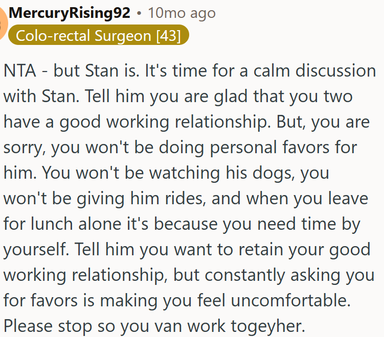 It's time for a calm discussion with Stan.