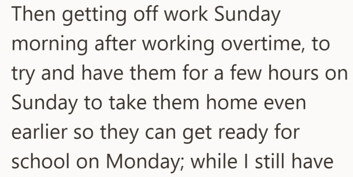 The Sunday plan sounds less like quality time and more like squeezing moments between exhaustion and obligations.