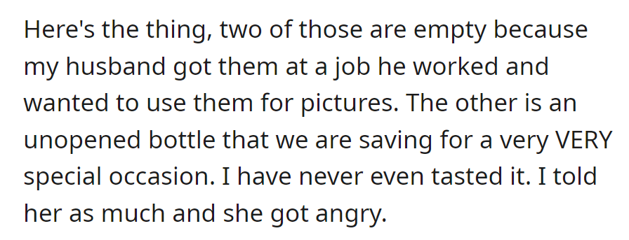 Two Clase Azul bottles are props, one saved for a special occasion. The friend gets angry when OP, who hasn't tasted it, explains.