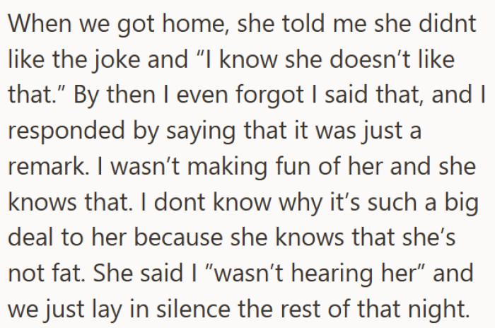 His wife immediately stopped eating, grew quiet for the rest of the outing, and seemed upset during the ride home.