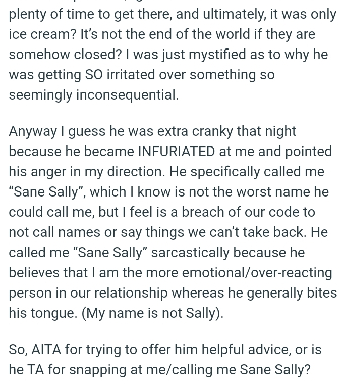 OP feels it is a breach of their code to not call names or say things we can’t take back