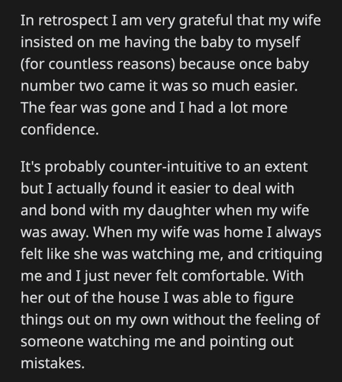 He should be able to take care of their baby without OP holding his hand.