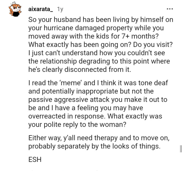 This Redditor feels the OP may have overreacted in her response