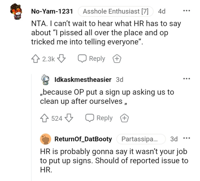 This Redditor can't wait to hear what HR has to say