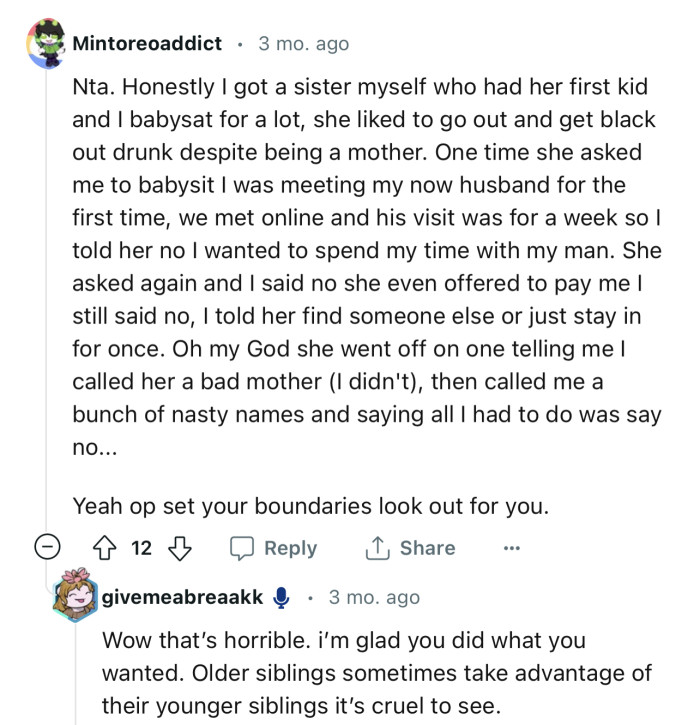 “NTA…Set your boundaries and look out for you.“