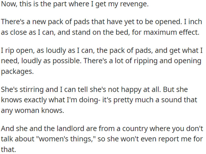 OP is seeking revenge by making noise with a pack of pads