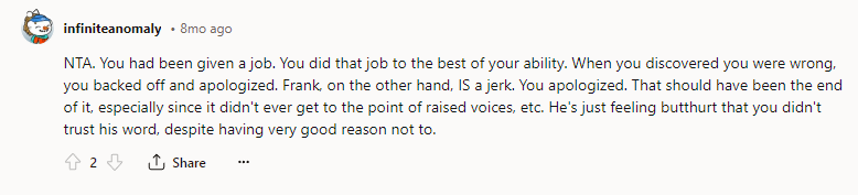 You did that job to the best of your ability.