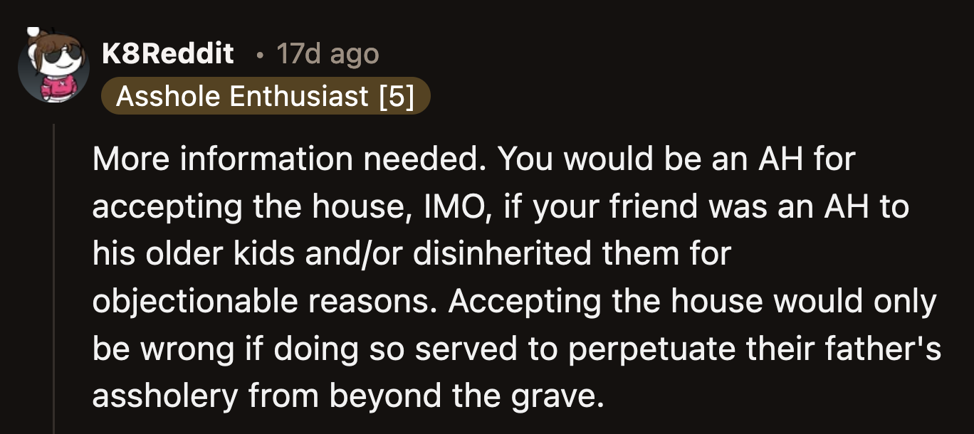 OP Admitted in Another Comment That Should He Accept the Austin House, It Would Be the Fifth Property in His Real Estate Portfolio.
