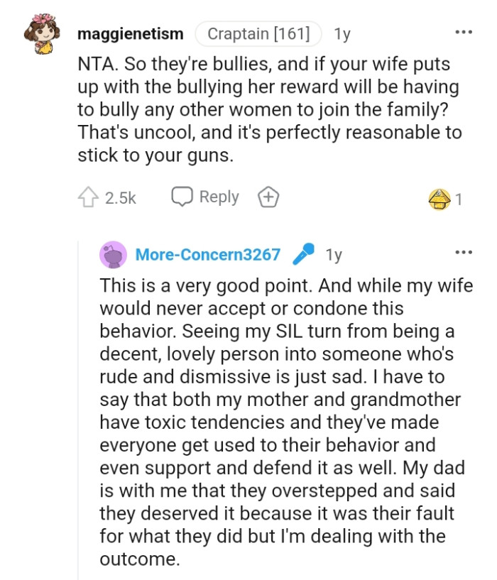 OP says that both his mother and grandmother have toxic tendencies
