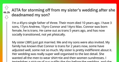 His Sister Deadnamed His Son On Her Wedding Day, So He Called Her A Bigot And Left The Celebration