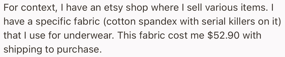 The OP Has an Etsy Store Where She Sells Various Items