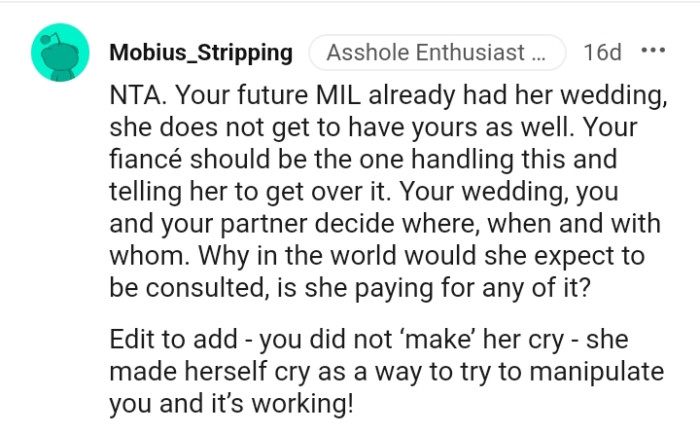 Why in the world would the OP's MIL expect to be consulted?