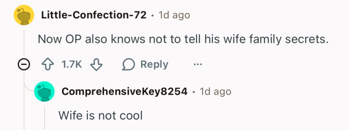 OP’s wife probably shouldn’t have spilled the beans