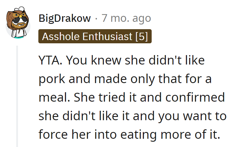 Lesson learned: no forcing pork on the pork-averse.