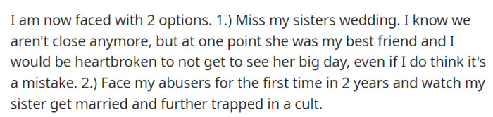She's torn between skipping her sister's wedding or starring in a cult reunion, but maybe a well-timed speech could break the spell on the big day.
