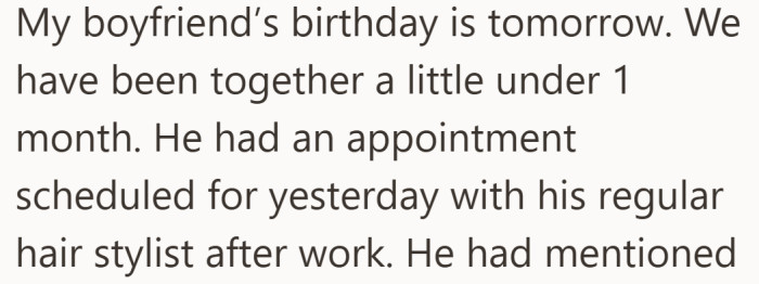 A new relationship and a birthday around the corner set the stage for what should have been an easy plan.