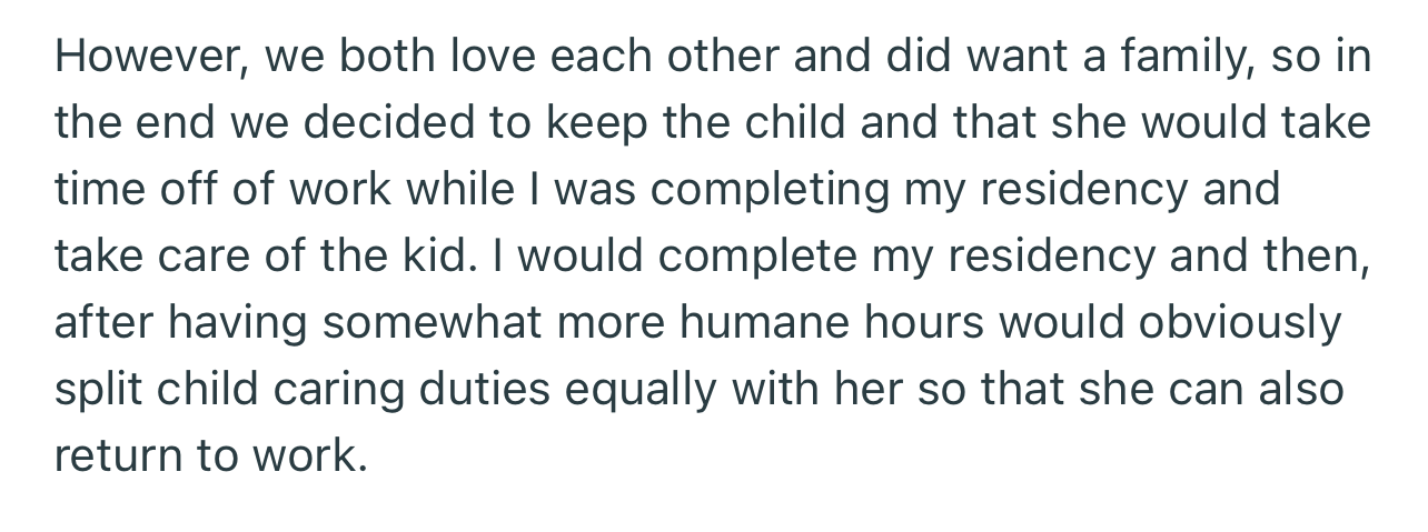 The couple came to an agreement on how to best cater to their child, especially since OP’s work hours were unfavorable