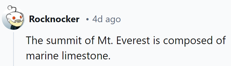 Mount Everest: where even the peak has a deep-sea pedigree.