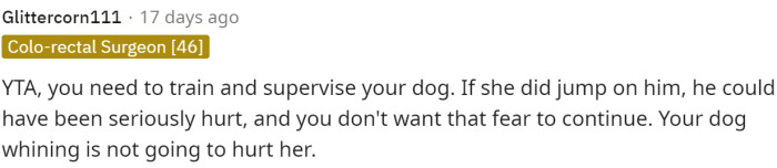 It is also true that jumping on a child can hurt them, even if the dog doesn't necessarily mean to.