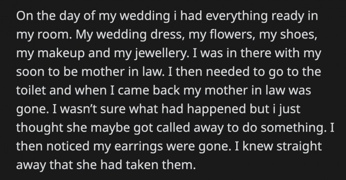 OP knew deep down that her MIL was behind the missing earrings