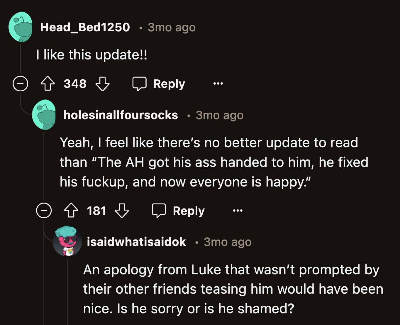 The commenters couldn't make up their minds about whether Luke had been genuinely apologetic or if he wanted to save face.