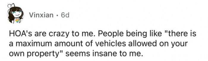 There is a maximum number of vehicles allowed on your own property