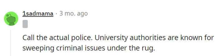 University authorities are experts in rug-sweeping, not crime-solving.