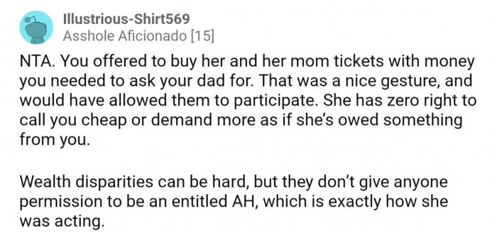 Amy is acting completely entitled to OP's money