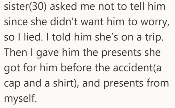 Handing over her gifts made the moment even harder, a quiet reminder of where she really was.