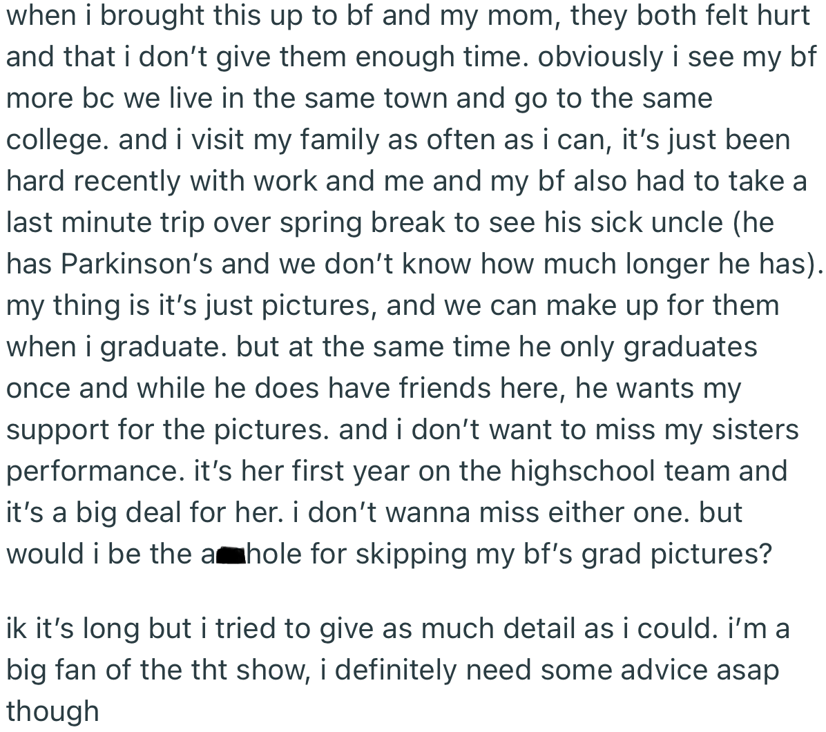 OP requested advice from the community on how to handle the situation