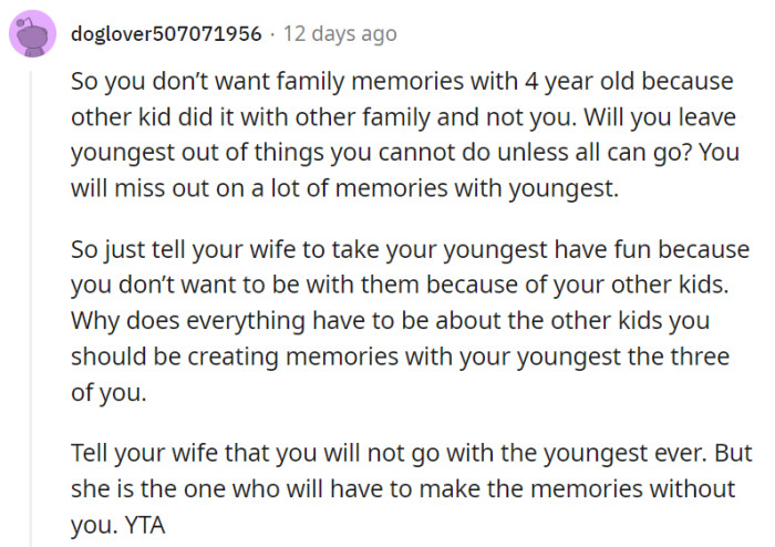 This one seems to lean more on the YTA side.