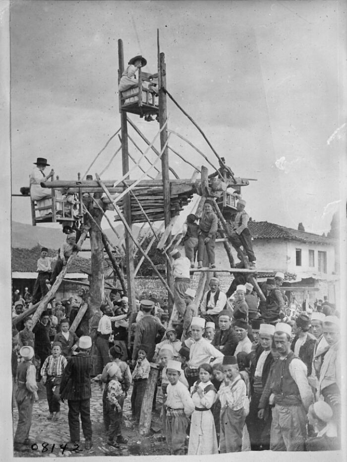 A Home Made Ferris Wheel. Erected On The American Red Cross Playground At Elbasan. 1920